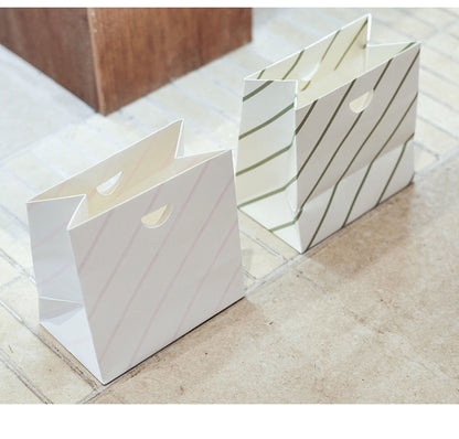Stripe Wedding Gift Bags In Beige, 10 PCS Package, Paper Card Material, Elegant Wedding Style