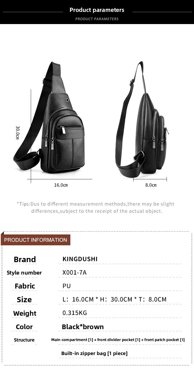 Men's Solid Color Portable Shoulder Bag In PU Leather With Single Shoulder Strap, Perfect For Summer