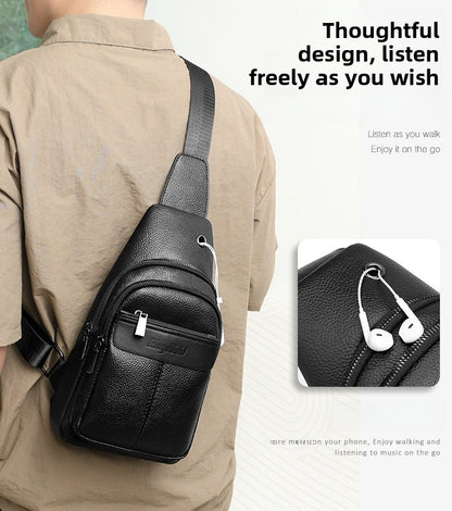 Men's Solid Color Portable Shoulder Bag In PU Leather With Single Shoulder Strap, Perfect For Summer