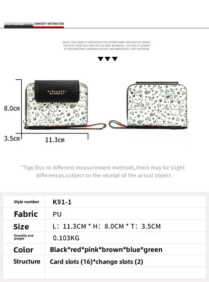 Women’s PUR Cat Card Holder Wallet, Stylish And Durable