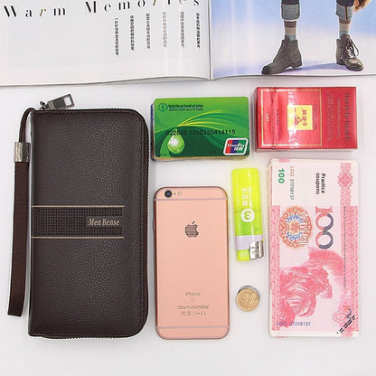 Men's PU Leather Clutch Bag Featuring Letter Pattern, Stylish And Durable