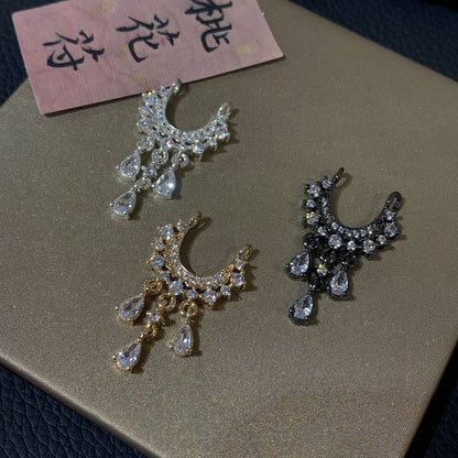 Crystal Copper Beads With Inlay Zircon, 14K Real Gold Plated Jewelry Accessories In Gold