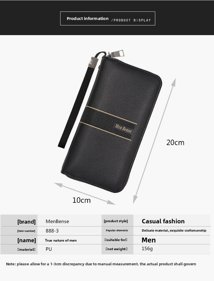 Men's PU Leather Clutch Bag Featuring Letter Pattern, Stylish And Durable
