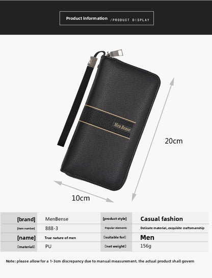 Men's PU Leather Clutch Bag Featuring Letter Pattern, Stylish And Durable