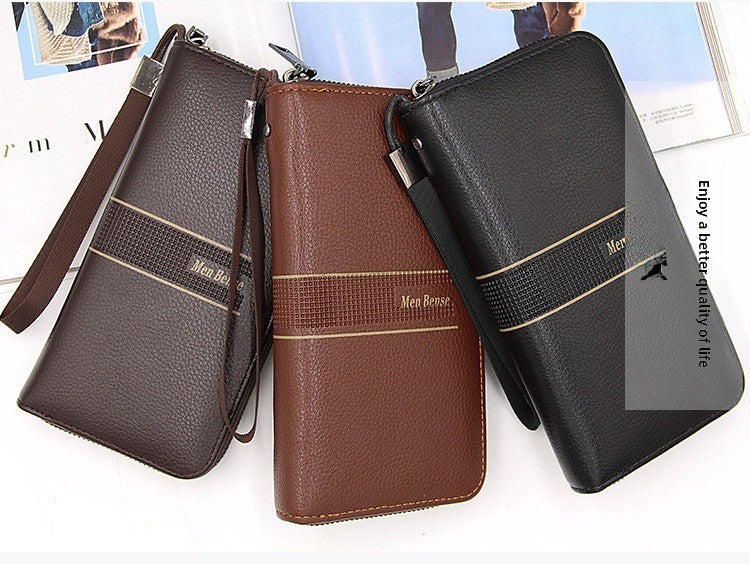 Men's PU Leather Clutch Bag Featuring Letter Pattern, Stylish And Durable