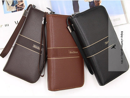 Men's PU Leather Clutch Bag Featuring Letter Pattern, Stylish And Durable