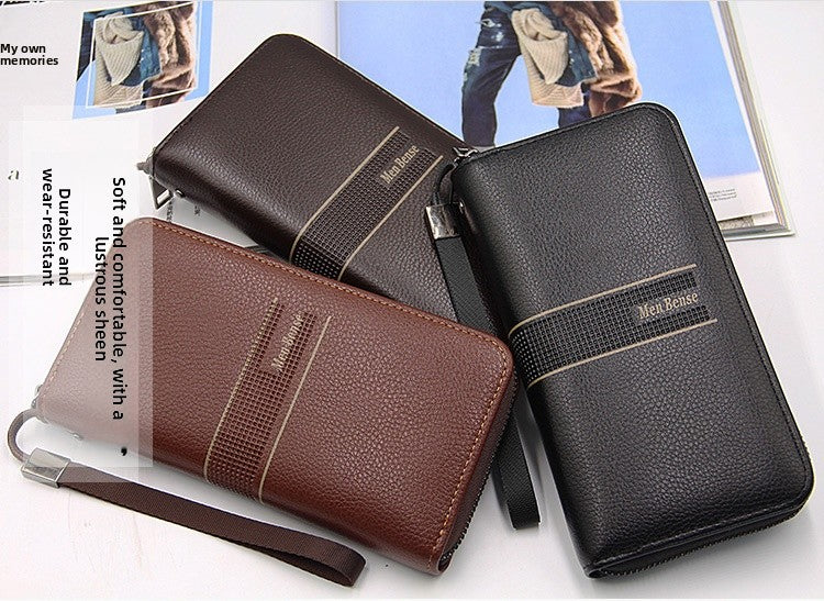 Men's PU Leather Clutch Bag Featuring Letter Pattern, Stylish And Durable