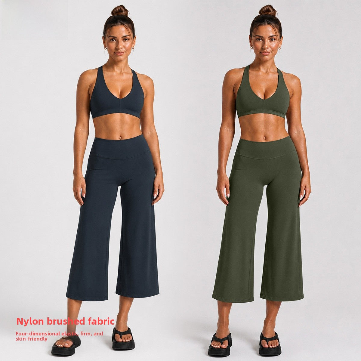 Sporty Calf-Length Yoga Jumpsuit For Women In High Elasticity Nylon Fabric Featuring Criss Cross Design And Sleeveless Style