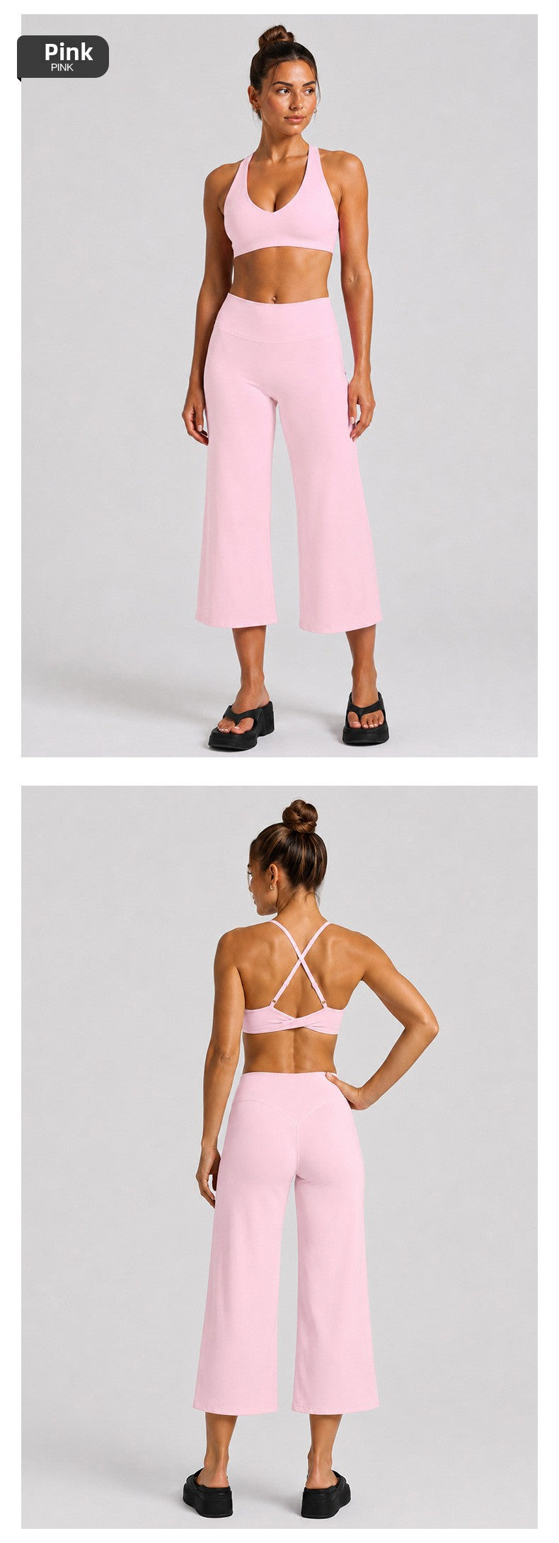Sporty Calf-Length Yoga Jumpsuit For Women In High Elasticity Nylon Fabric Featuring Criss Cross Design And Sleeveless Style