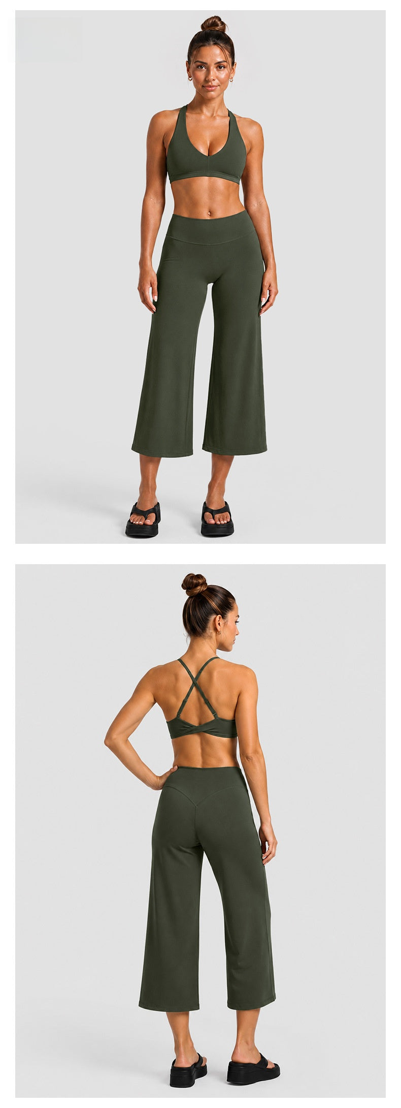 Sporty Calf-Length Yoga Jumpsuit For Women In High Elasticity Nylon Fabric Featuring Criss Cross Design And Sleeveless Style