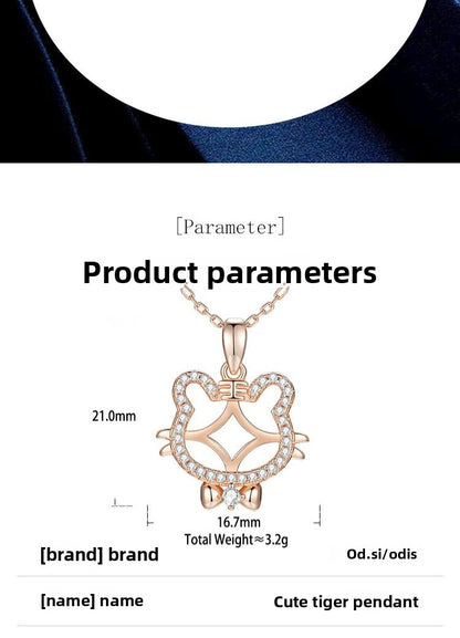 Tiger Pendant In 925 Sterling Silver With Agate Inlay, Featuring 925 Sterling Silver Chain For Women