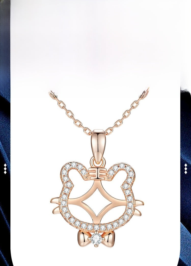 Tiger Pendant In 925 Sterling Silver With Agate Inlay, Featuring 925 Sterling Silver Chain For Women