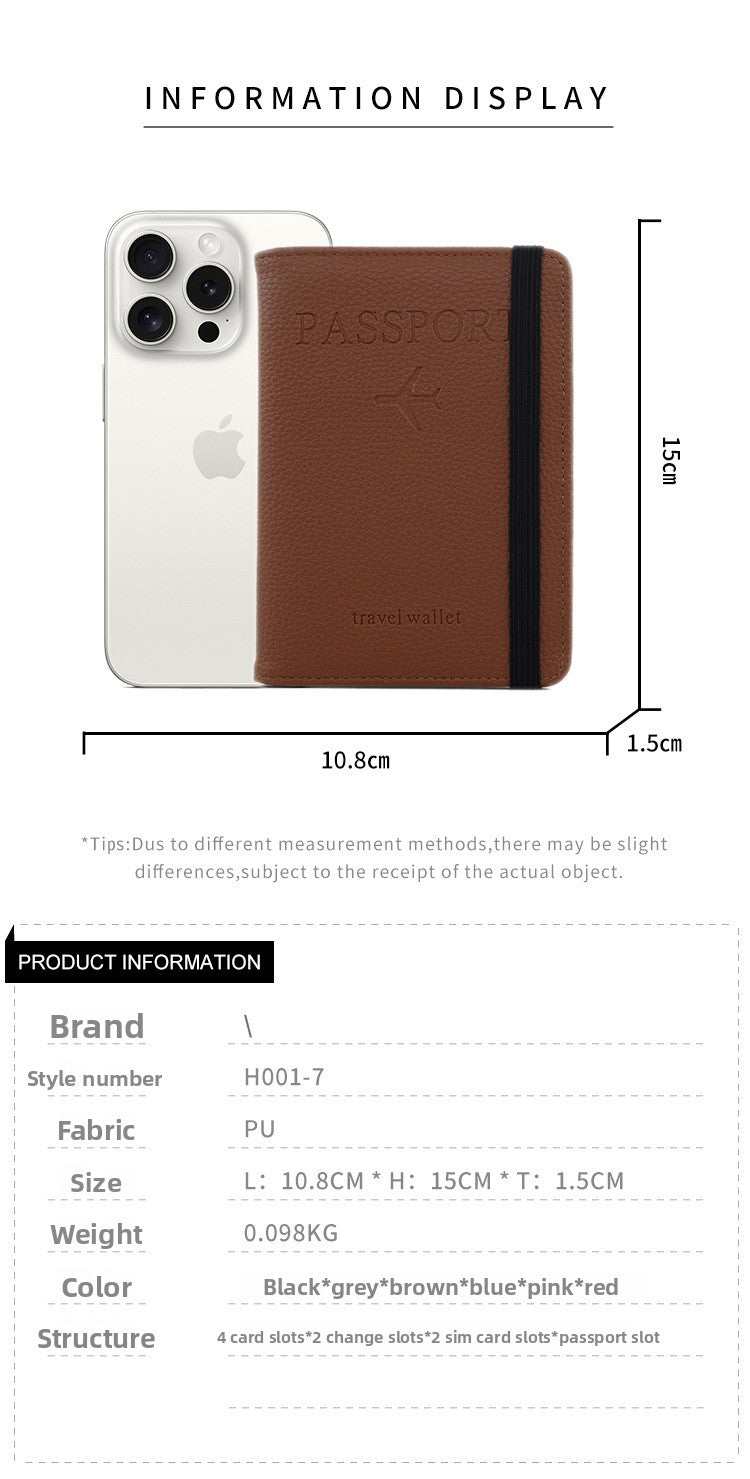 Unisex Solid Color Passport Holder With Cross Straps, Made Of Durable PUR Material Featuring RFID Protection