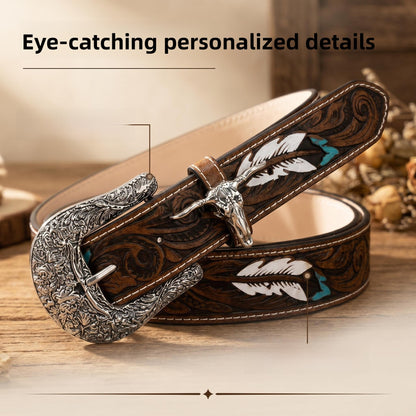 Retro PU Leather Belt With Alloy Pin Buckle In Coffer Color
