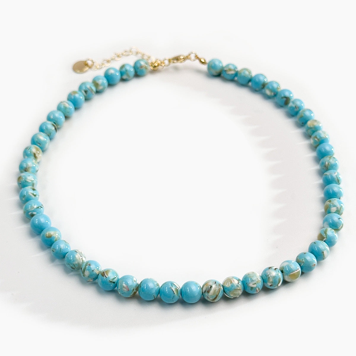 Round Agate Necklace With Natural Stone Pendant Featuring Beading Craft On Beaded Chain For Unisex