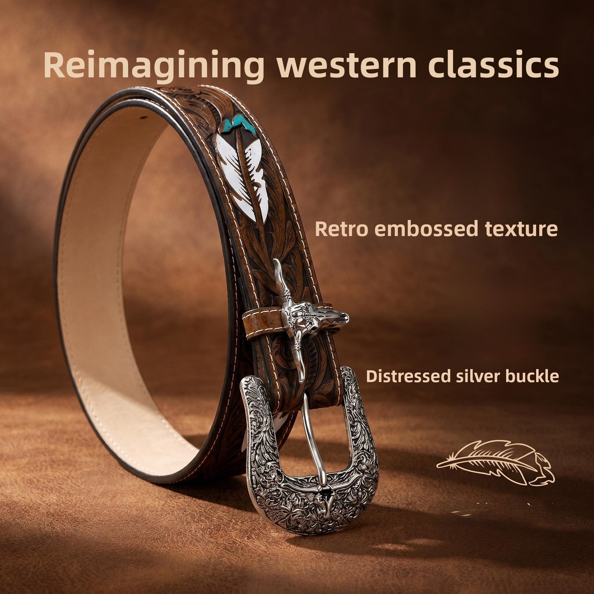 Retro PU Leather Belt With Alloy Pin Buckle In Coffer Color