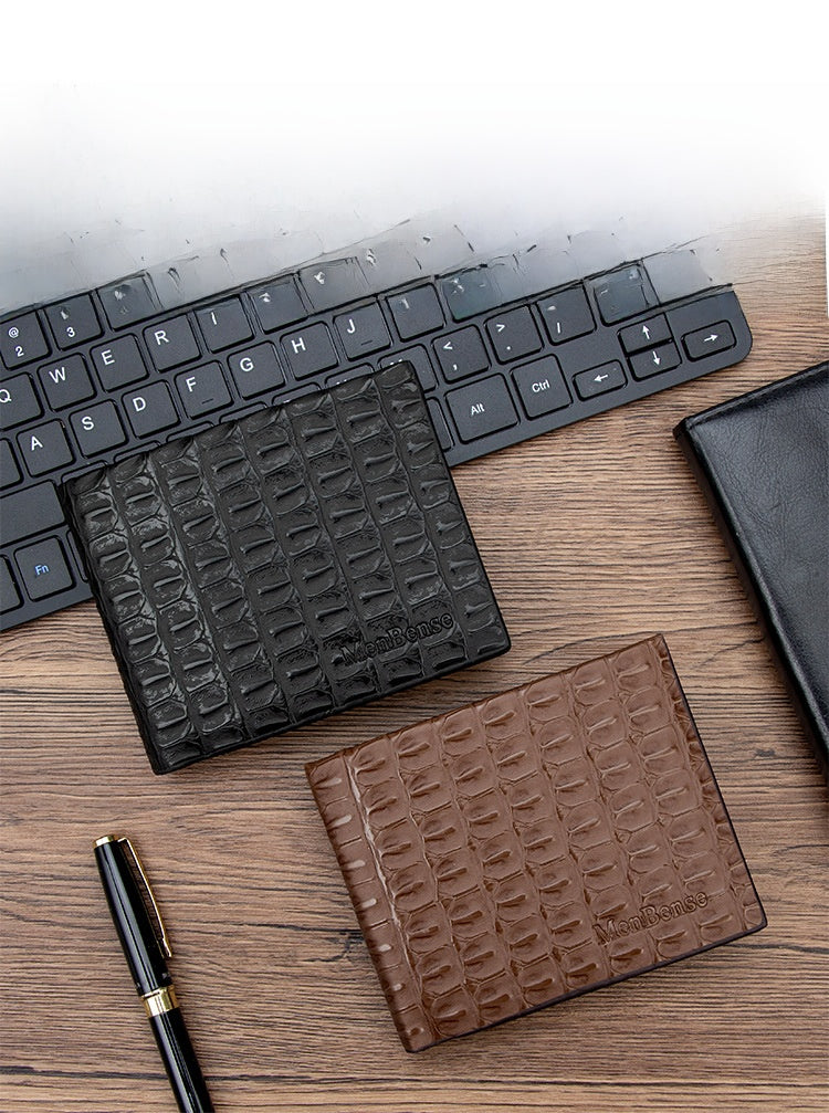 Crocodile Pattern Men's Small Wallets Made Of Durable PU Leather