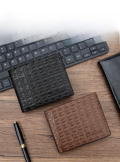 Crocodile Pattern Men's Small Wallets Made Of Durable PU Leather