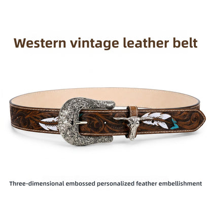 Retro PU Leather Belt With Alloy Pin Buckle In Coffer Color