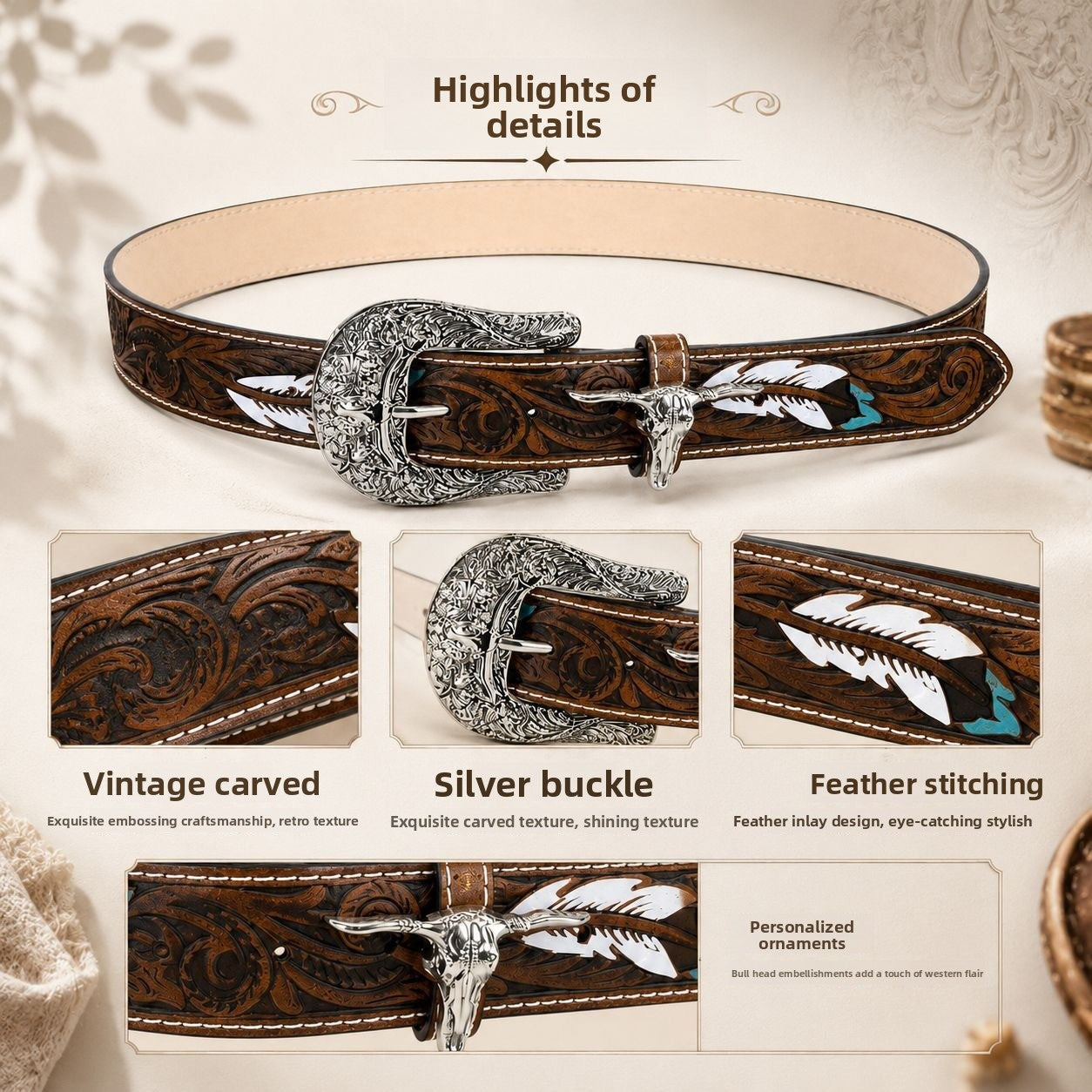 Retro PU Leather Belt With Alloy Pin Buckle In Coffer Color