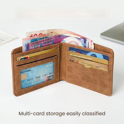 Men's Small PU Leather Wallet With Sewing Thread Detail, Wear-Resistant Design For Spring And Summer