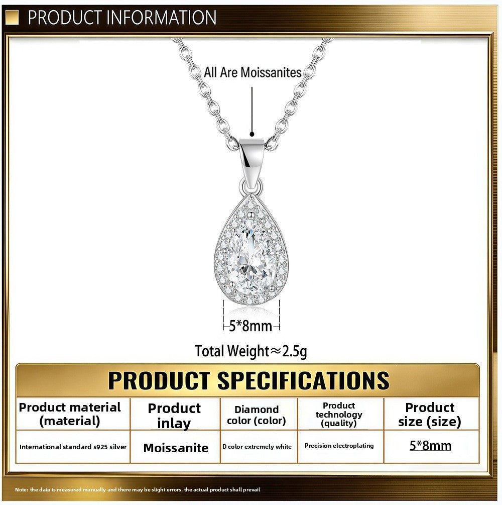 Sweet Water Droplets Pendant For Women In 925 Sterling Silver With Moissanite Inlay, Perfect For Spring & Summer