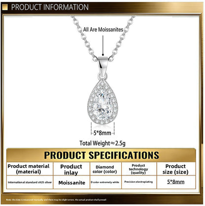 Sweet Water Droplets Pendant For Women In 925 Sterling Silver With Moissanite Inlay, Perfect For Spring & Summer