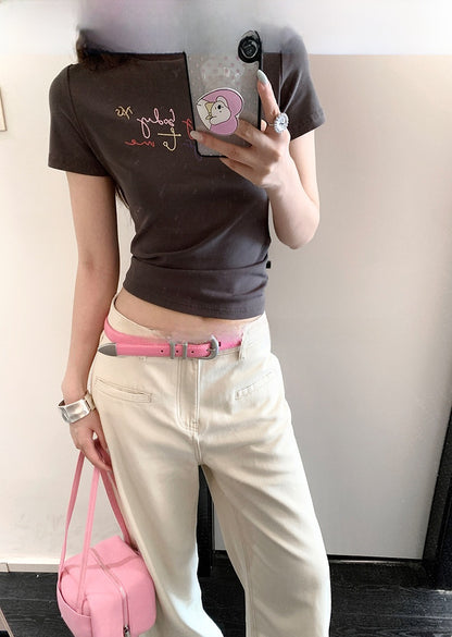 Women’s Belt With Alloy Pin Buckle, Made Of PU Leather, Available In Natural Pink