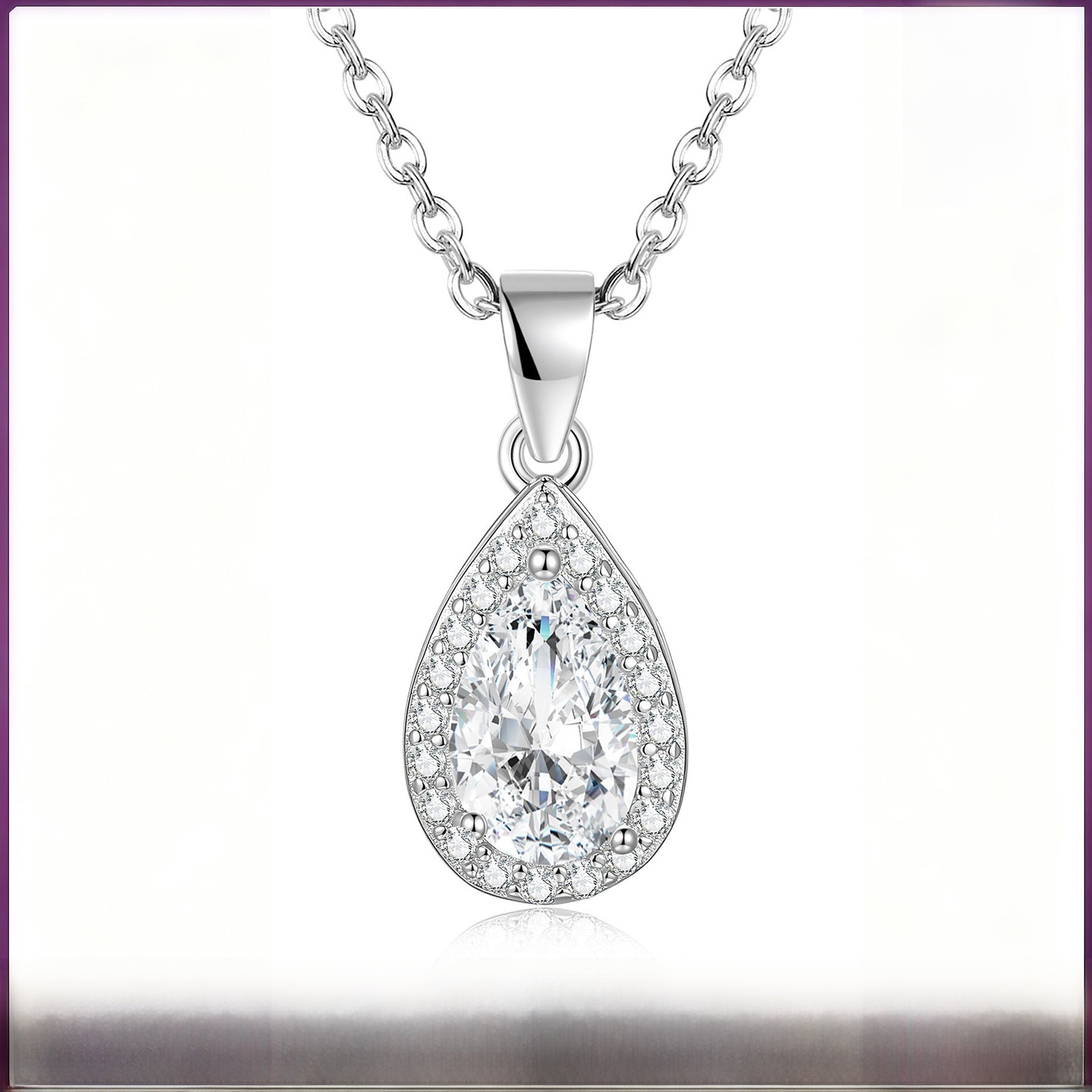 Sweet Water Droplets Pendant For Women In 925 Sterling Silver With Moissanite Inlay, Perfect For Spring & Summer