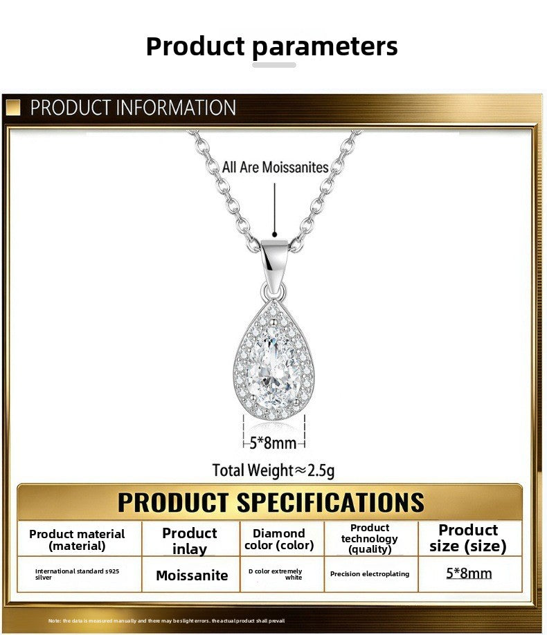 Sweet Water Droplets Pendant For Women In 925 Sterling Silver With Moissanite Inlay, Perfect For Spring & Summer