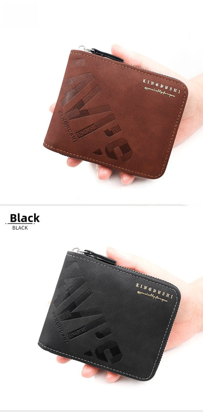 Men's PU Leather Card Holder With Chain Featuring Letter Pattern, Perfect For Summer