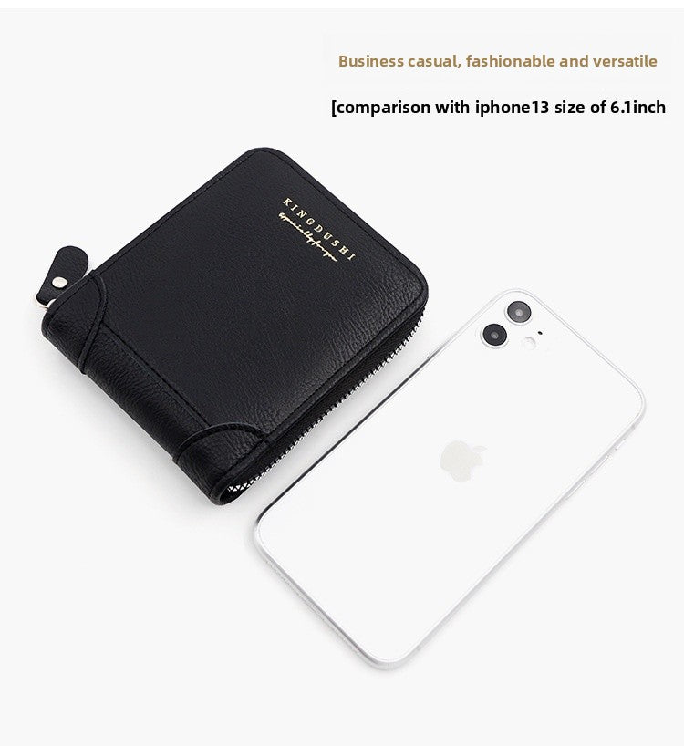 Men's Solid Color Small Wallet In PU Leather With Chain, Perfect For Summer