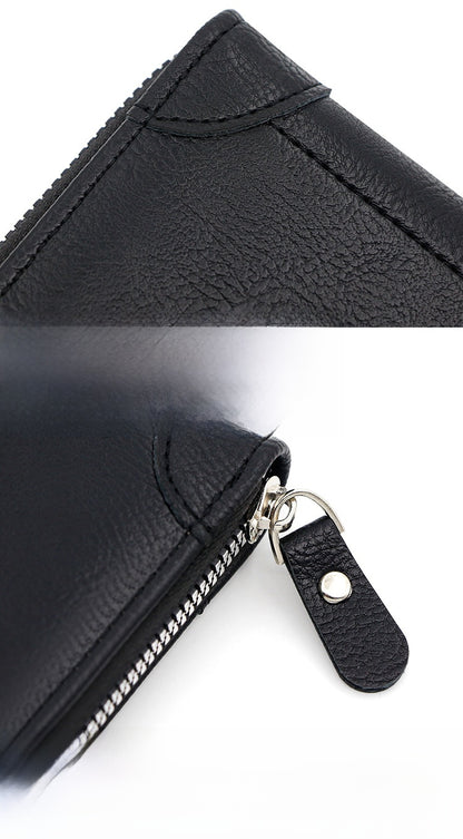 Men's Solid Color Small Wallet In PU Leather With Chain, Perfect For Summer