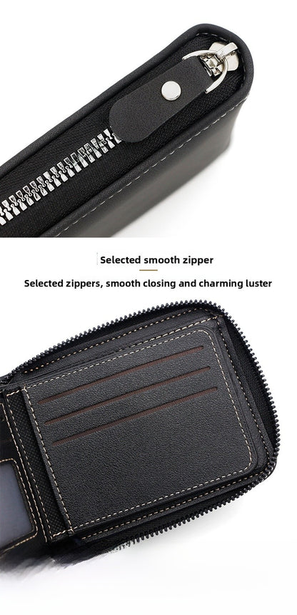 Men's PU Leather Card Holder With Chain Featuring Letter Pattern, Perfect For Summer