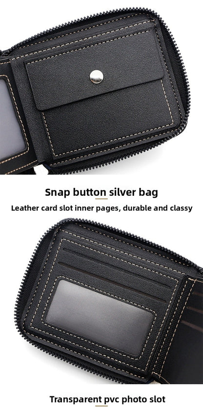 Men's Solid Color Small Wallet In PU Leather With Chain, Perfect For Summer