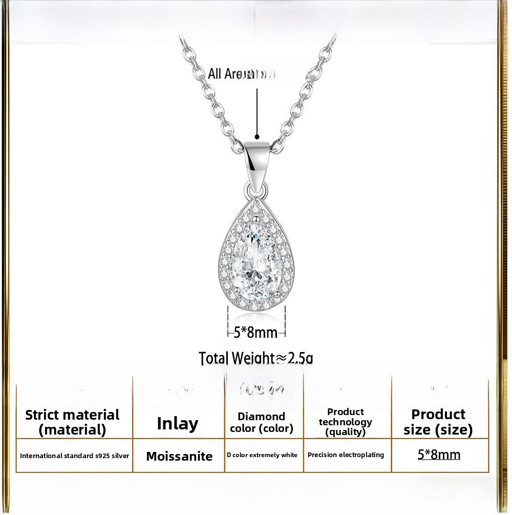 Sweet Water Droplets Pendant For Women In 925 Sterling Silver With Moissanite Inlay, Perfect For Spring & Summer