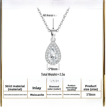 Sweet Water Droplets Pendant For Women In 925 Sterling Silver With Moissanite Inlay, Perfect For Spring & Summer