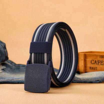 Men's Casual Braided Nylon Belt With Plastic Snap Buckle Featuring Durable Braid Surface Finish