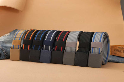 Men's Casual Braided Nylon Belt With Plastic Snap Buckle Featuring Durable Braid Surface Finish