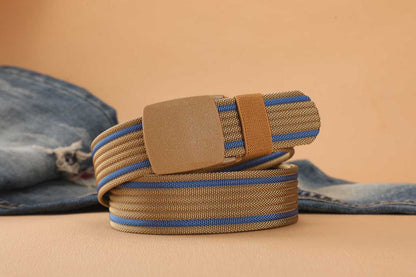 Men's Casual Braided Nylon Belt With Plastic Snap Buckle Featuring Durable Braid Surface Finish