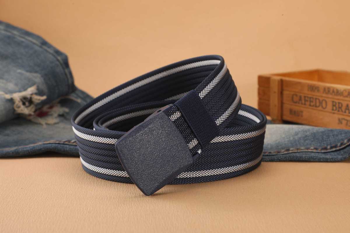 Men's Casual Braided Nylon Belt With Plastic Snap Buckle Featuring Durable Braid Surface Finish