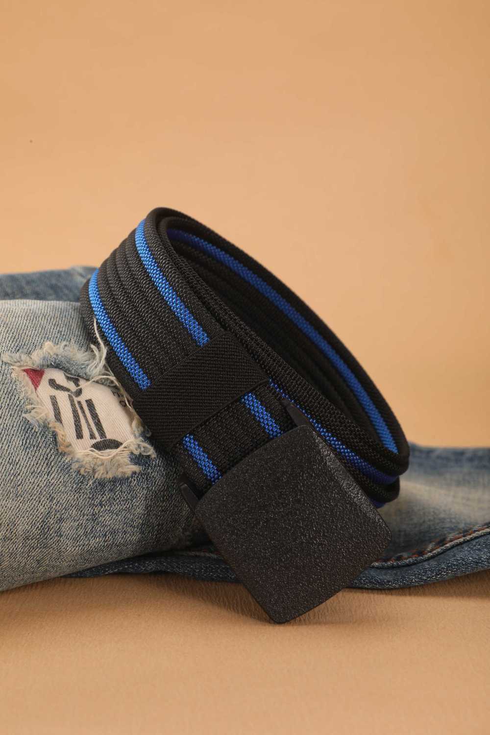 Men's Casual Braided Nylon Belt With Plastic Snap Buckle Featuring Durable Braid Surface Finish