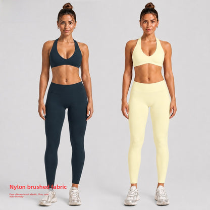 Women's Full Length Sport Jumpsuit For Fitness In Nylon Fabric Featuring Backless Design With High Elasticity And Sleeveless Style