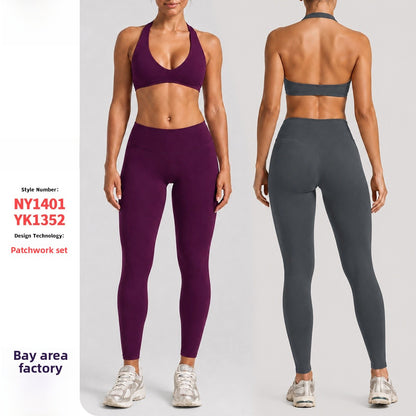 Women's Full Length Sport Jumpsuit For Fitness In Nylon Fabric Featuring Backless Design With High Elasticity And Sleeveless Style