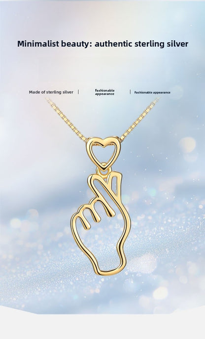 Heart Shape Pendant For Women In 925 Sterling Silver With Agate Inlay, Gold Finish, Perfect For Summer