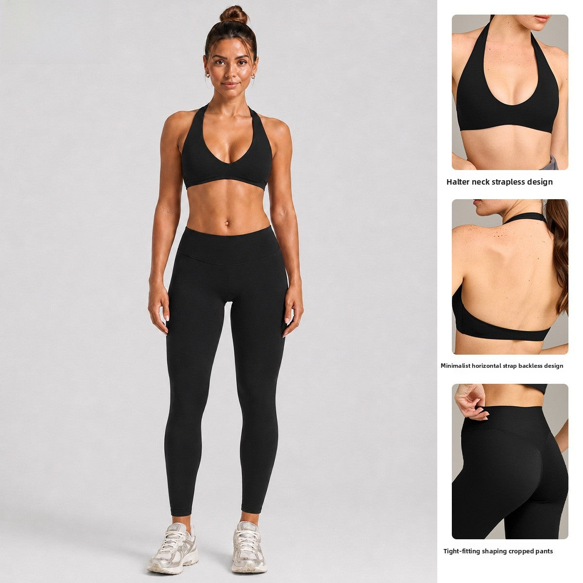 Women's Full Length Sport Jumpsuit For Fitness In Nylon Fabric Featuring Backless Design With High Elasticity And Sleeveless Style