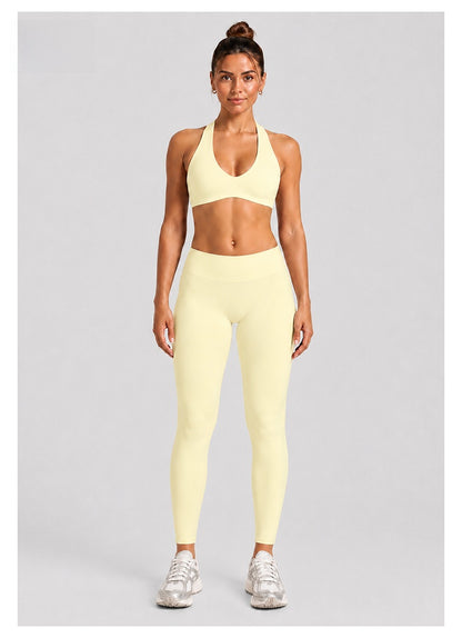 Women's Full Length Sport Jumpsuit For Fitness In Nylon Fabric Featuring Backless Design With High Elasticity And Sleeveless Style