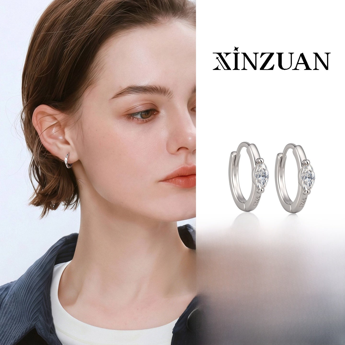 Eye Of Horus Unisex Earrings Featuring 925 Sterling Silver Ear Pins With White Moissanite Inlay