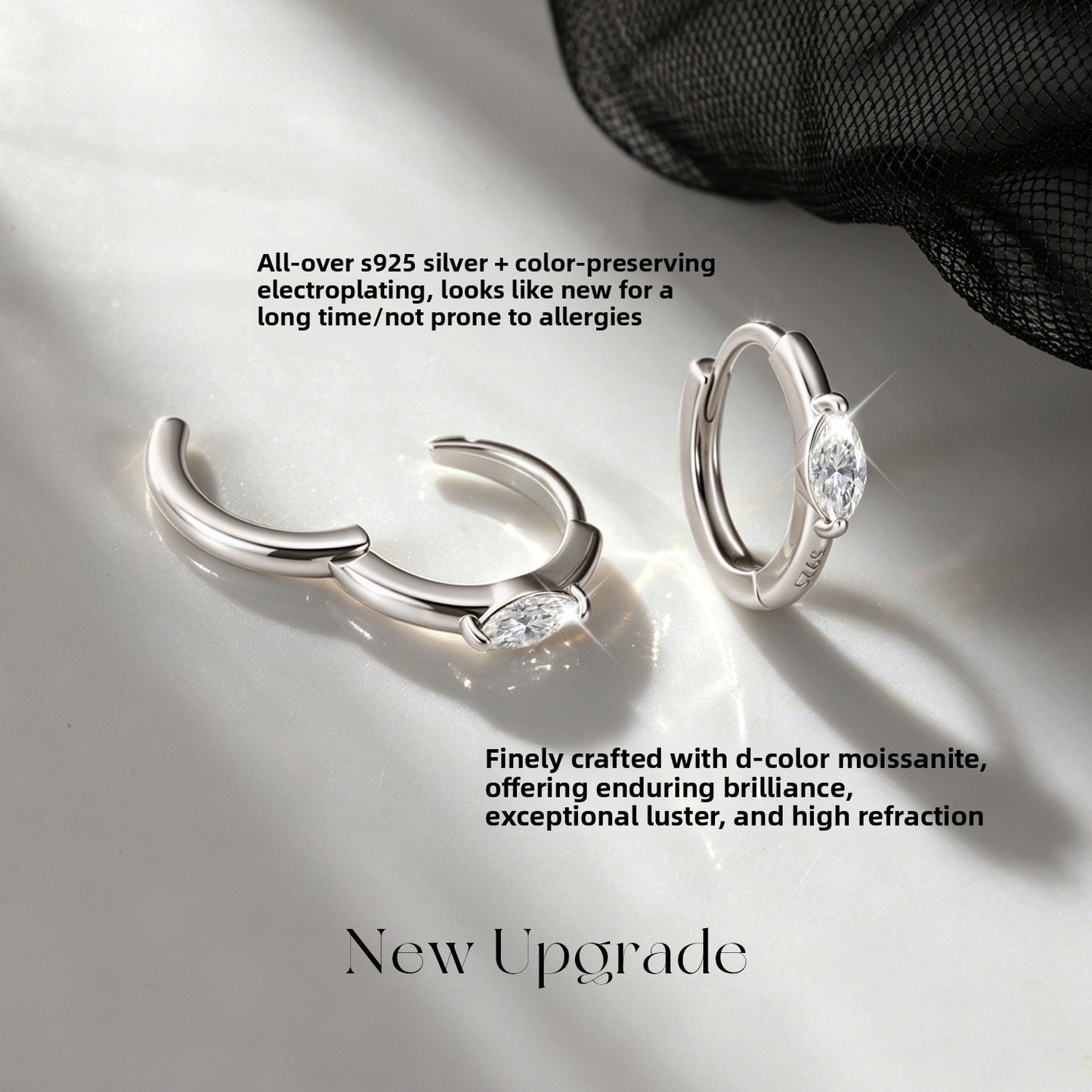 Eye Of Horus Unisex Earrings Featuring 925 Sterling Silver Ear Pins With White Moissanite Inlay