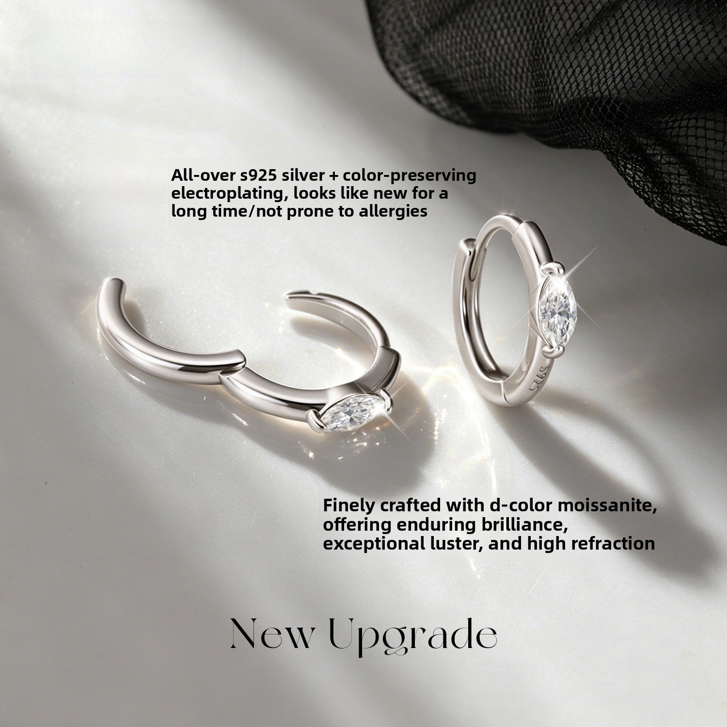 Eye Of Horus Unisex Earrings Featuring 925 Sterling Silver Ear Pins With White Moissanite Inlay